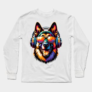 Dutch Shepherd Smiling DJ with Dynamic Tunes Long Sleeve T-Shirt